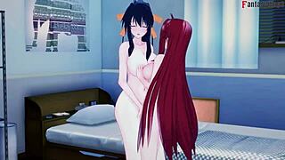 Check out Rias Gremory and Akeno in this wild threesome madness! 😈