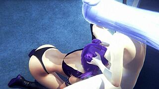 LOL KDA Hentai - Evelynn Futa FUCKS Kaisa's Ass with Blowjob