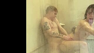 Megan Marx tries shower sex positions with deepthroat and rimjob for a wet cumshot.