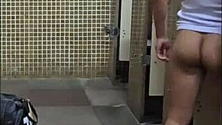 Brazilian Gay Bareback Sex in Public Bus Terminal Bathroom