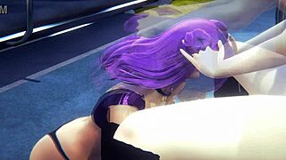 LOL KDA Hentai - Evelynn Futa FUCKS Kaisa's Ass with Blowjob