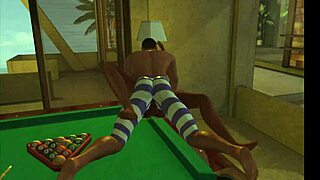 playing on the pool table