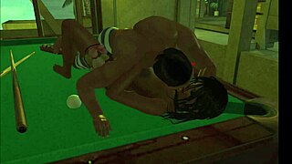 playing on the pool table