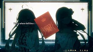 Ghost marriage vn hentai game night 1 - luna gives a squirting blowjob and cumshot