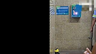 Brazilian Gay Bareback Sex in Public Bus Terminal Bathroom