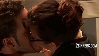 Stud student sways teacher into retro classroom threesome