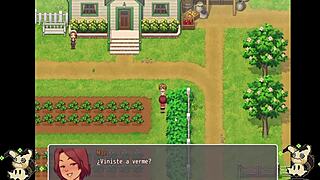 Hentai game, sucking cock in bathroom with countryside girl!