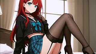 Watch this sexy redhead anime girl take blowjob and creampie in her pussy. She swallows cum in mouth eagerly.