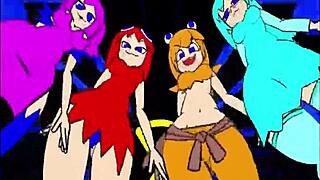 Pacman ghost girls dance in horny anime hentai phases
