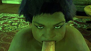 Black BBW Enjoys Threesome with Anal and Cock Sucking in 3D