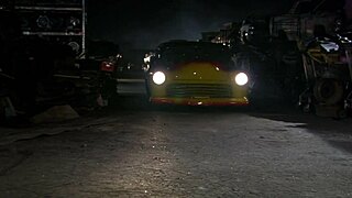 night fuck on the car hood with deepthroat and licking, ending in huge cumshot on blonde's natural tits