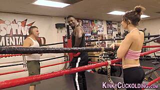 Man, this slut just gobbles down a huge black cock in heels