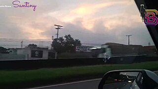 Almost Caught by Cop Husband While Banging Huge Cock in Car