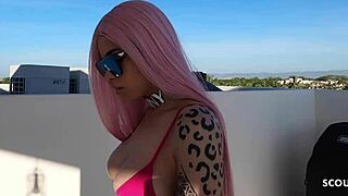 pink hair latina bitch, no condom fuck?