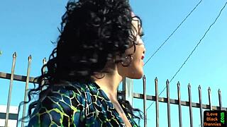 Gorgeous ebony tranny masturbates her pierced dick alone