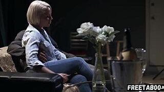 hot blonde milf fucked during photoshoot, creampie and rough riding