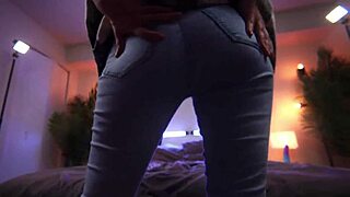 hot stepmom in jeans is super horny and wants to show you her ass today