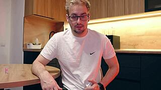 my nerdy step bro got turned on looking at my ass, and we had some fun with cum in mouth.