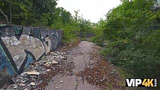 vip4k echoes of that inhuman fucking with girlfriend's tight pussy outdoors