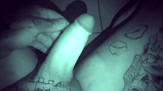 Tattooed Solo Masturbation During Late Night Stroke Session