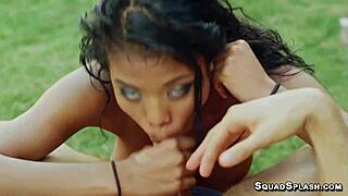 Nia Nacci Swallows Big White Dick In Interracial Action