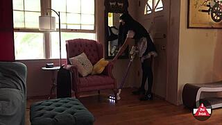 French Maid Vacuums Sexy House!