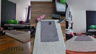 Triple Cam Workout with Goddess MILF in Subtle Striptease