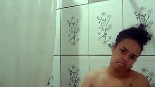 Latina Teen 18+ Teases in Shower While Fingering Her Tight Pussy