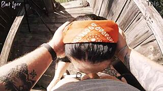 Risky Outdoor Facefuck And Cum In Throat At Hunting Tower!