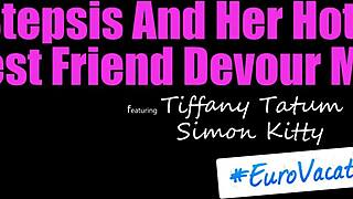 big tit girls tiffany tatum & simon kitty feast on stepbro’s huge cock