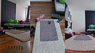 Triple Cam Workout with Goddess MILF in Subtle Striptease