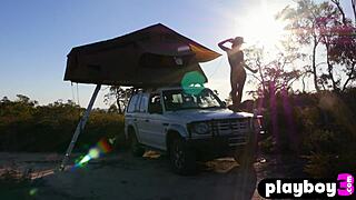 Medium tits brunette miluniel louis poses naked outdoor