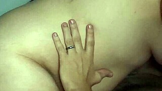 The horny chubby latina rides cowgirl, getting big ass and pussy deliciously fucked.