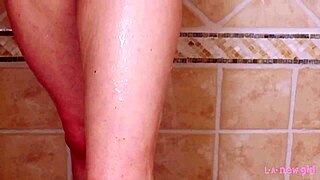 gorgeous blonde freshens up after steamy photoshoot