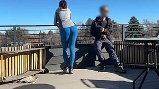 Dickflash Roof Adventure! Little 18+ Redhead Slut Strokes Fast!