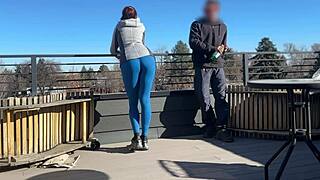 Dickflash Roof Adventure! Little 18+ Redhead Slut Strokes Fast!