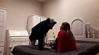 whoa, latina babe bent over for deepthroat and cum! 😍