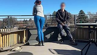 Dickflash Roof Adventure! Little 18+ Redhead Slut Strokes Fast!
