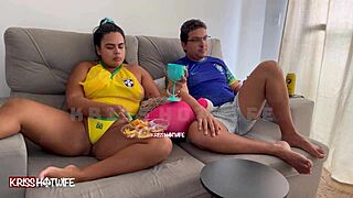 i was a total slut during the brazil game, teasing in lingerie with blowjob