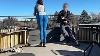 Dickflash Roof Adventure! Little 18+ Redhead Slut Strokes Fast!