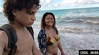 beach vlog turns intimate with curvy friend