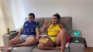 i was a total slut during the brazil game, teasing in lingerie with blowjob