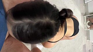 a brunette student teases before cum fills her 18+ mouth