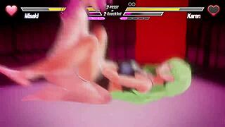 Lesbians battle with intense fingering