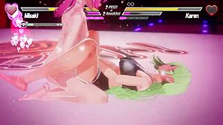 Lesbians battle with intense fingering