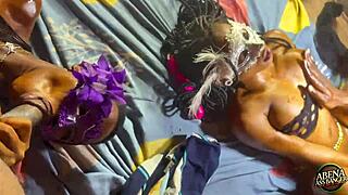 slim teens tease shaved pussies before big black dick foursome