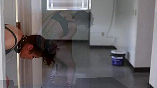 exhausting squat predicament with anus tape