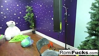 I spy my stepsister masturbating in the barn, bent over