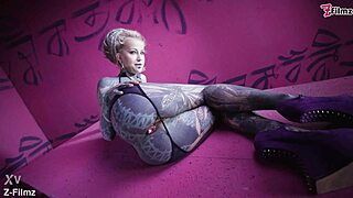 Tattooed Punk Girl Fingers Her Anal Solo With Buttplug