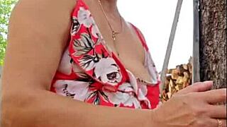 blonde milf masturbates to intense orgasm with natural tits